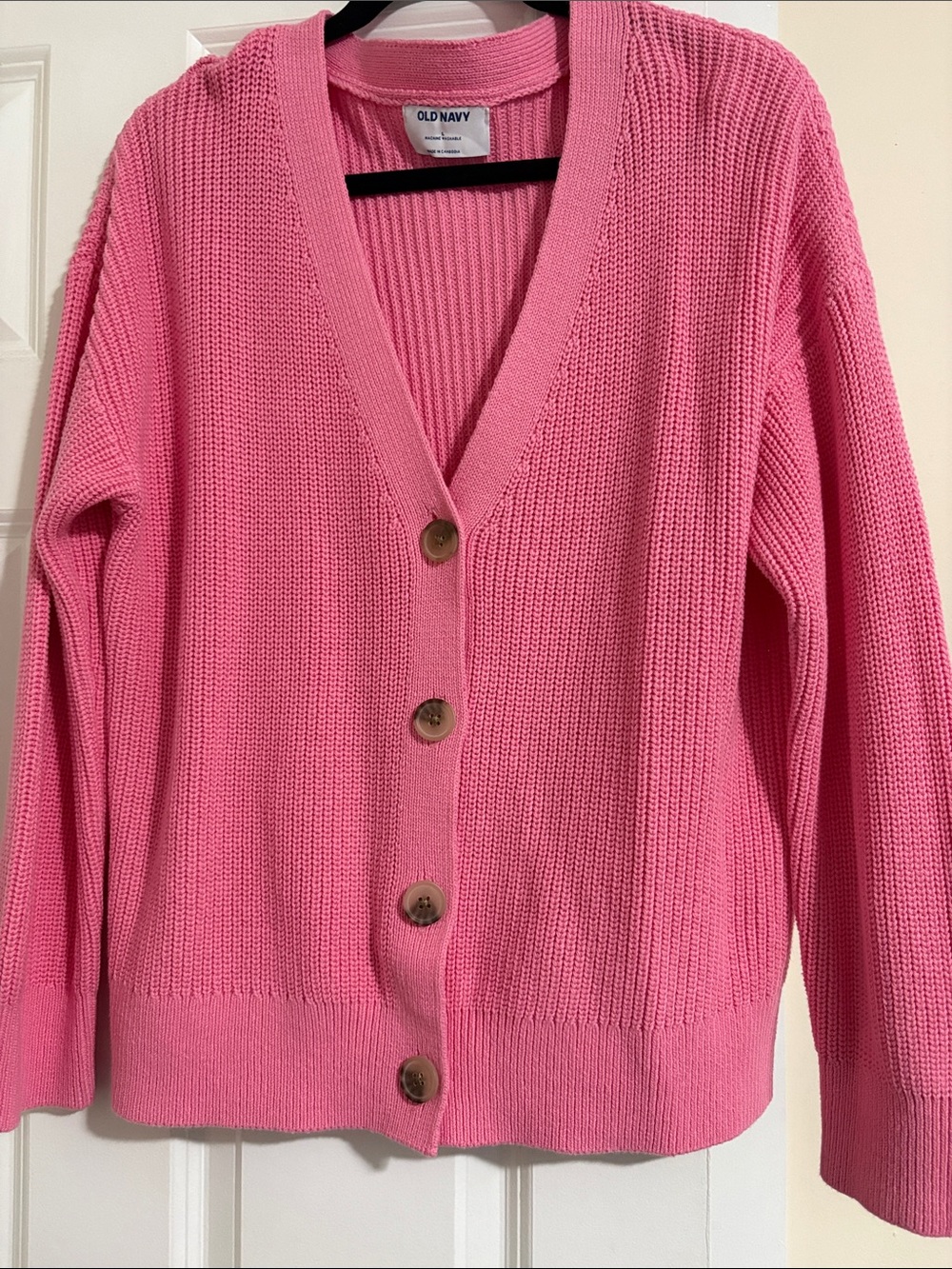 NWOT Old Navy Bright Pink V-Neck Button Front Cardigan